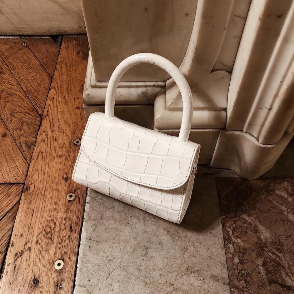 BY FAR mini crocodile white bag PRICE FIRM.